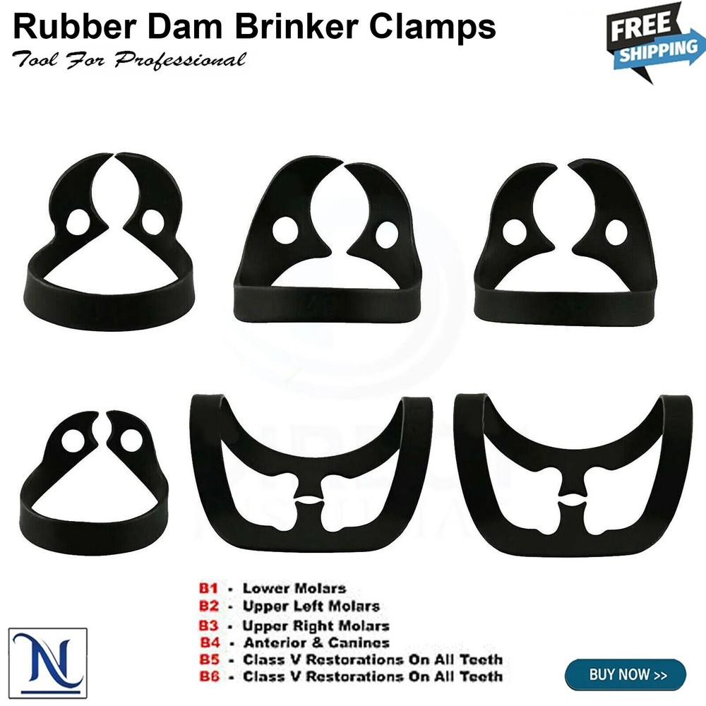 Rubber Dam Instruments Kit Brinker Clamps Ainsworth Forceps Light Ivory Frame