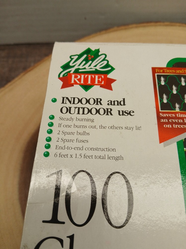 YULE RITE CHRISTMAS STRING LIGHTS100 clear Lights Tree/Shrub Wrap Light set-P