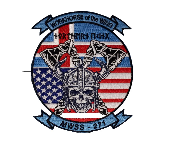 4" MARINE CORPS MWSS-271 WORKHORSE NORWAY HOOK & LOOP EMBROIDERED PATCH