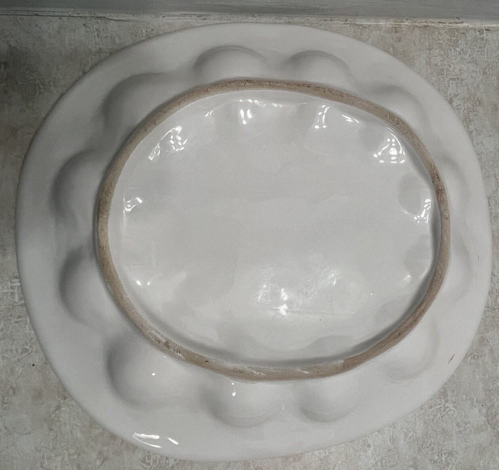 Easter Deviled Egg Floral Ceramic Plate Hand Painted Heavy High End Decor