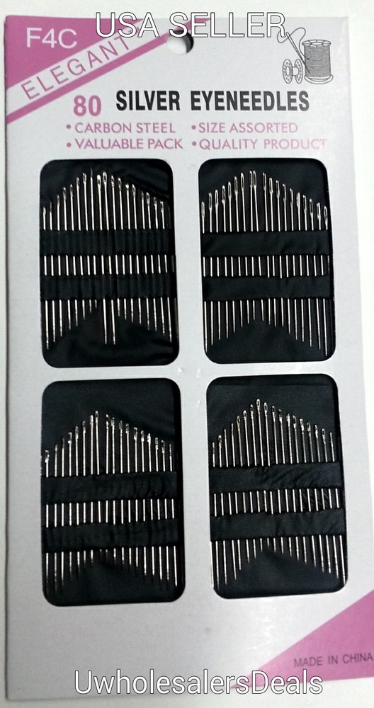 80 Needles Household Silver Eye Sewing Needles NEW
