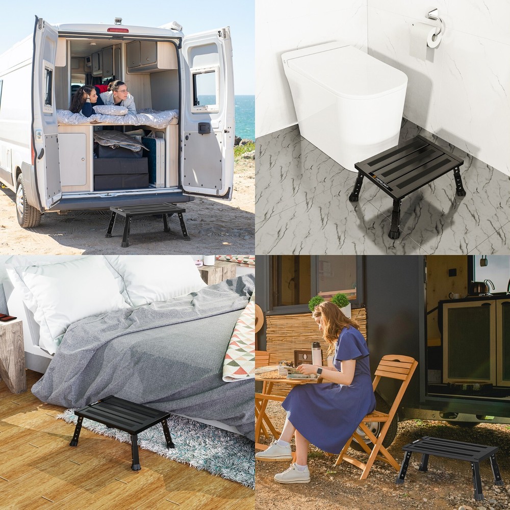 Adjustable Height Platform Step | Supports up to 1,000lbs. | Aluminum(BLACK)