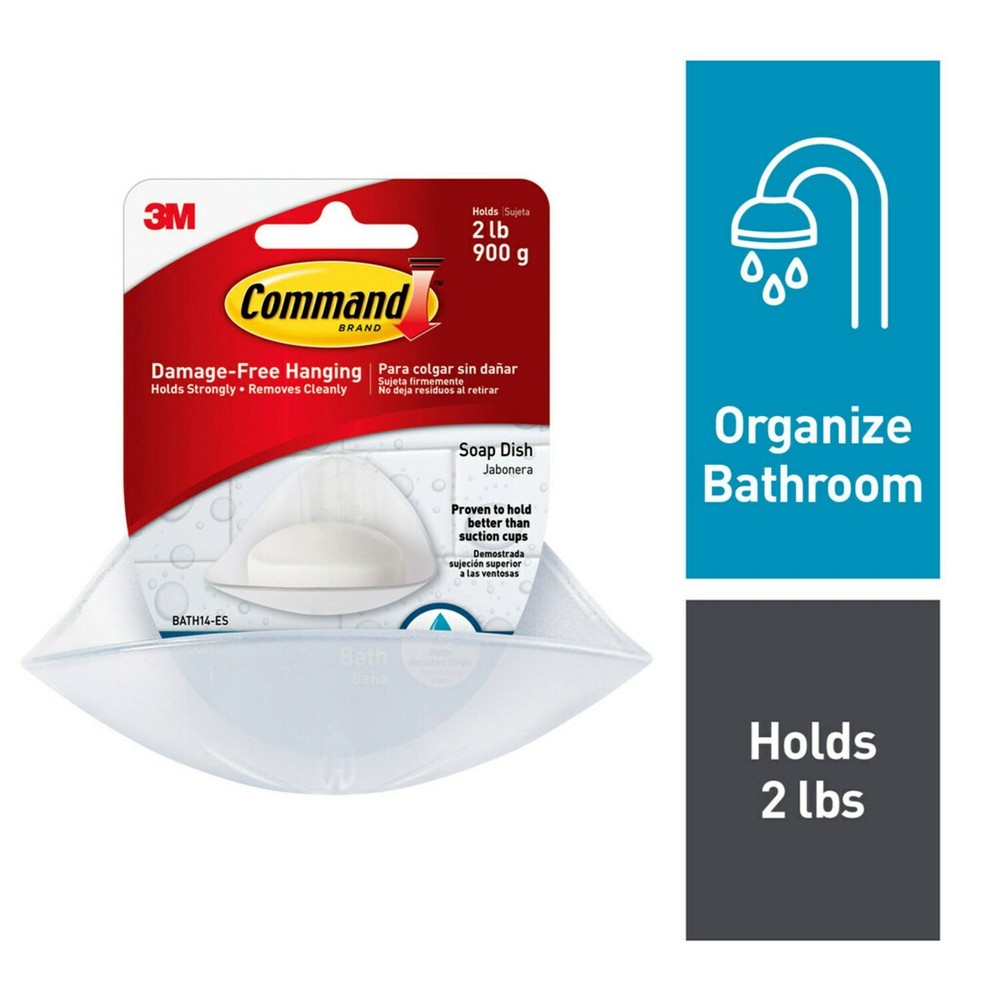 Soap Dish Frosted 1 Dish 2 Mounting Bases 2 Medium Strips/Pack