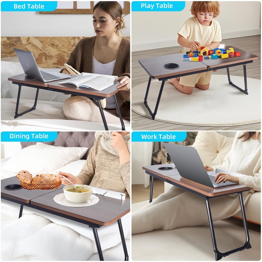 28.6" Foldable & Adjustable Laptop Bed Tray Table - Extra Large Portable Lap ...