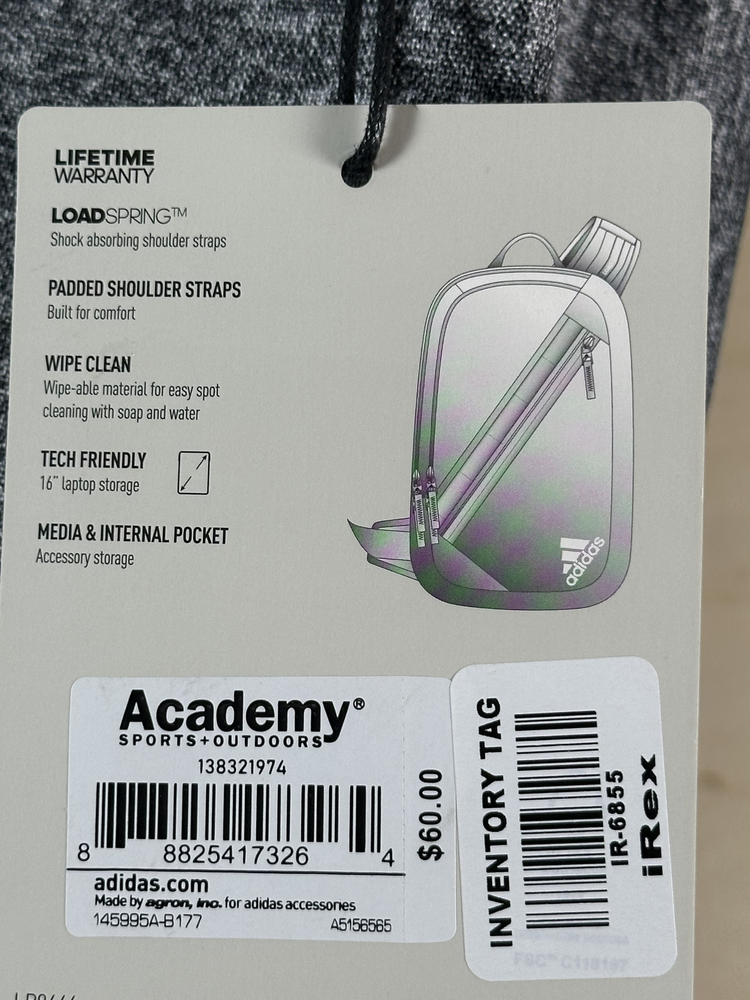 adidas Prime Sling Backpack - Jersey Onix Grey / Black