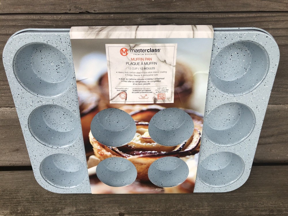 Masterclass Premium Bakeware. Muffin Pan & Cookie Sheet SET. Speckled Light Blue