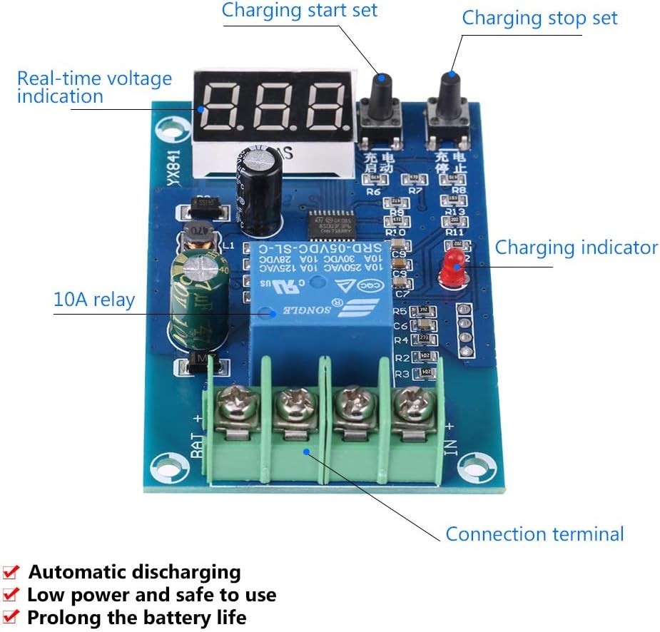 10A Lithium Battery Charging Module, Automatic Control for Generators & Solar