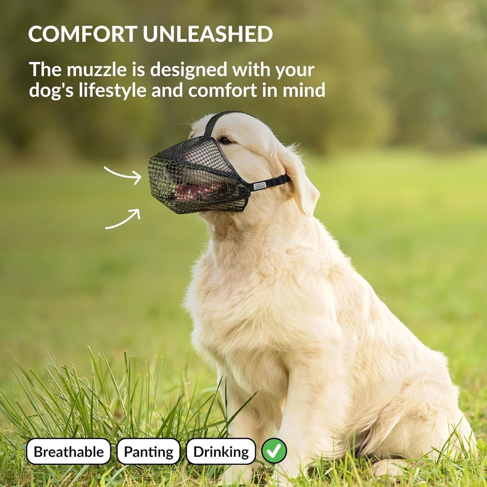 Soft Dog Muzzle Breathable Mesh Anti Bite Adjustable Small Medium Large Dogs