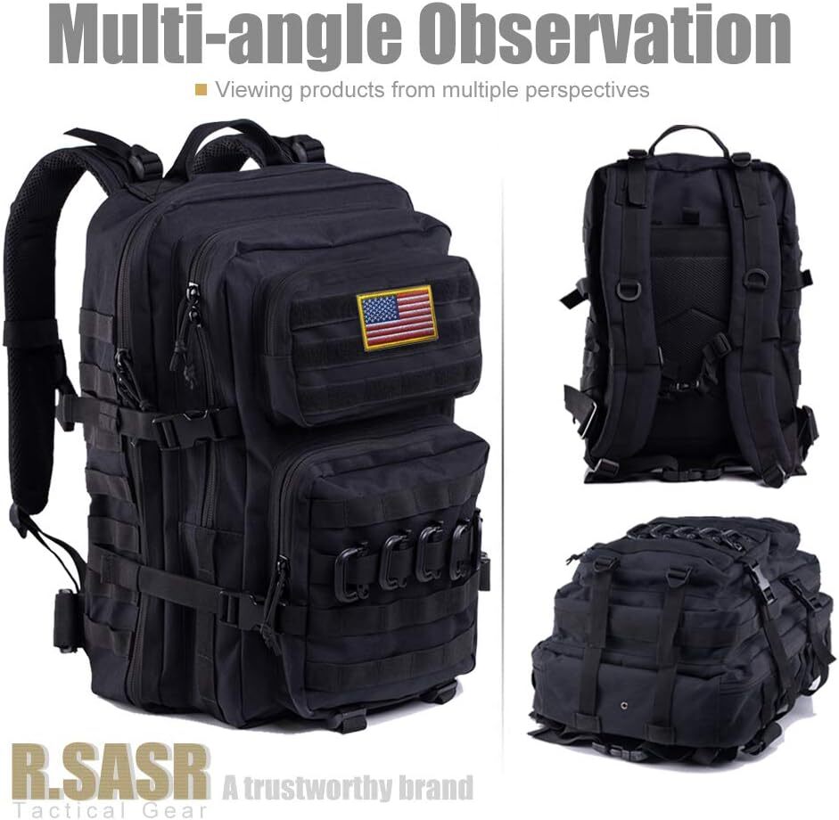 40L Black Tactical Backpack Military Molle System Outdoor Gear Hydration Comp...