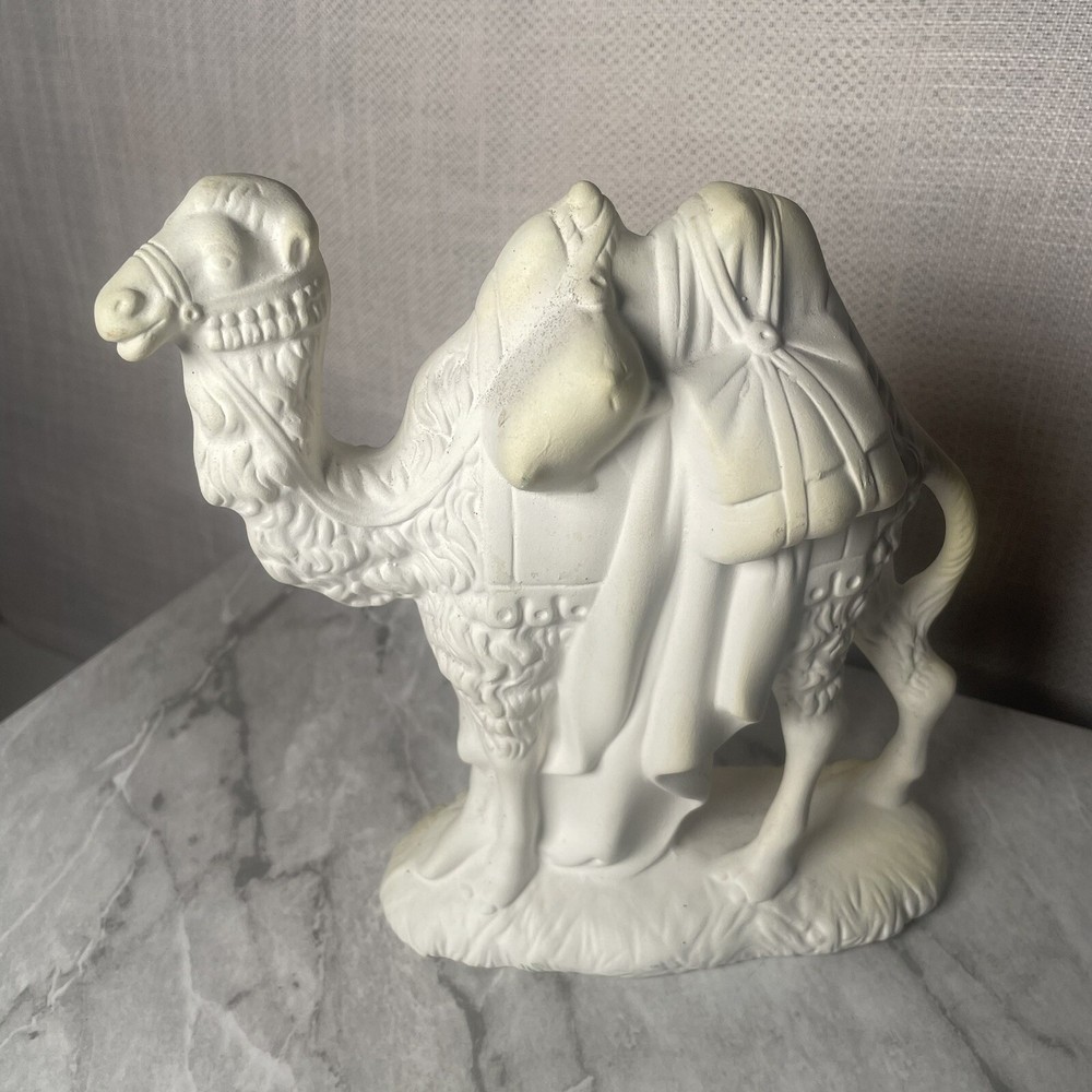 Vintage CERAMIC BISQUE STANDING CAMEL NATIVITY 7.5 inches