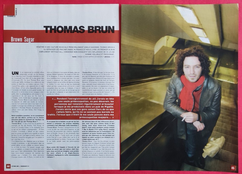 Press article: THOMAS BRUN - October 2003 4 pages