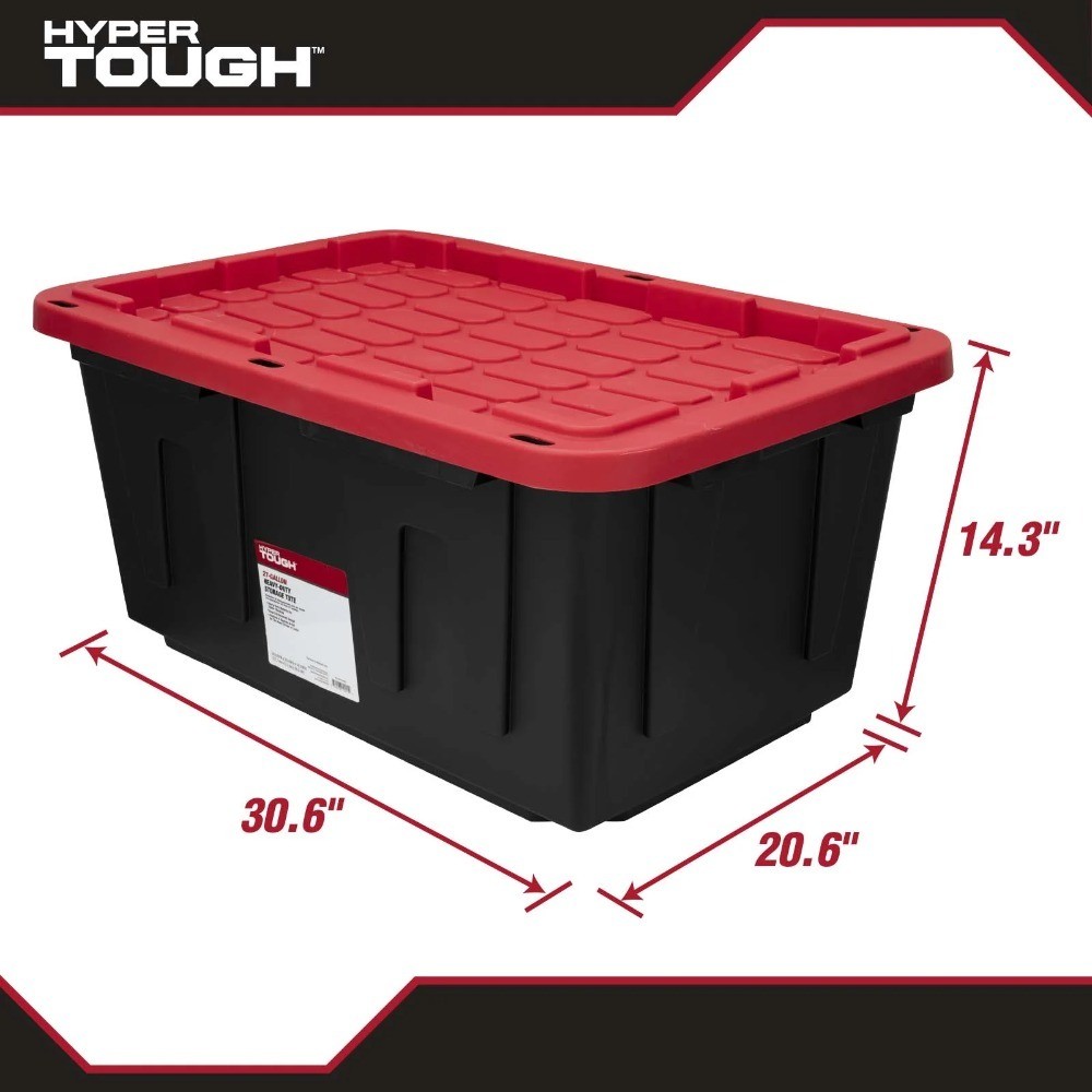 Large Storage Bin with Snap Lid 27 Gallon Heavy Duty Plastic Container 2 Pack