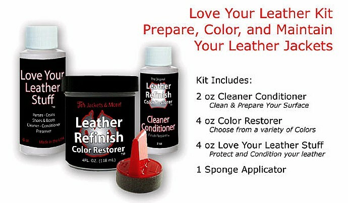 Leather finish color Restorer TM ~ Nighfall Jacket Kit ~ Complete 3 pc 4 oz kit