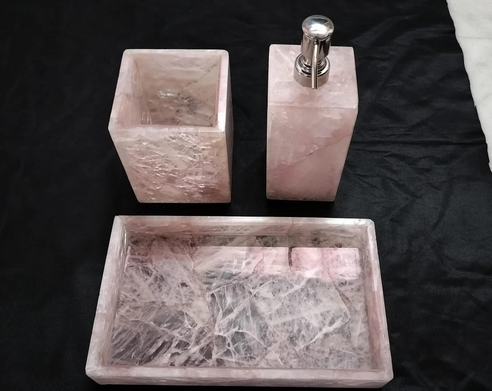 Luxury 3-Piece Blue Agate Bathroom Accessories Set – Handmade & Elegant
