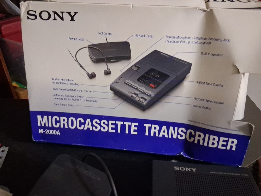 Sony M-2000A Microcassette Transcriber with Foot Pedal M2000A Great Cond