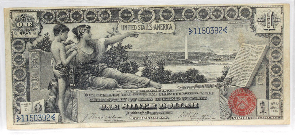 1896 $1 SILVER CERTIFICATE "EDUCATIONAL" PCGS 25 VERY FINE NICE BRIGHT NOTE! 224