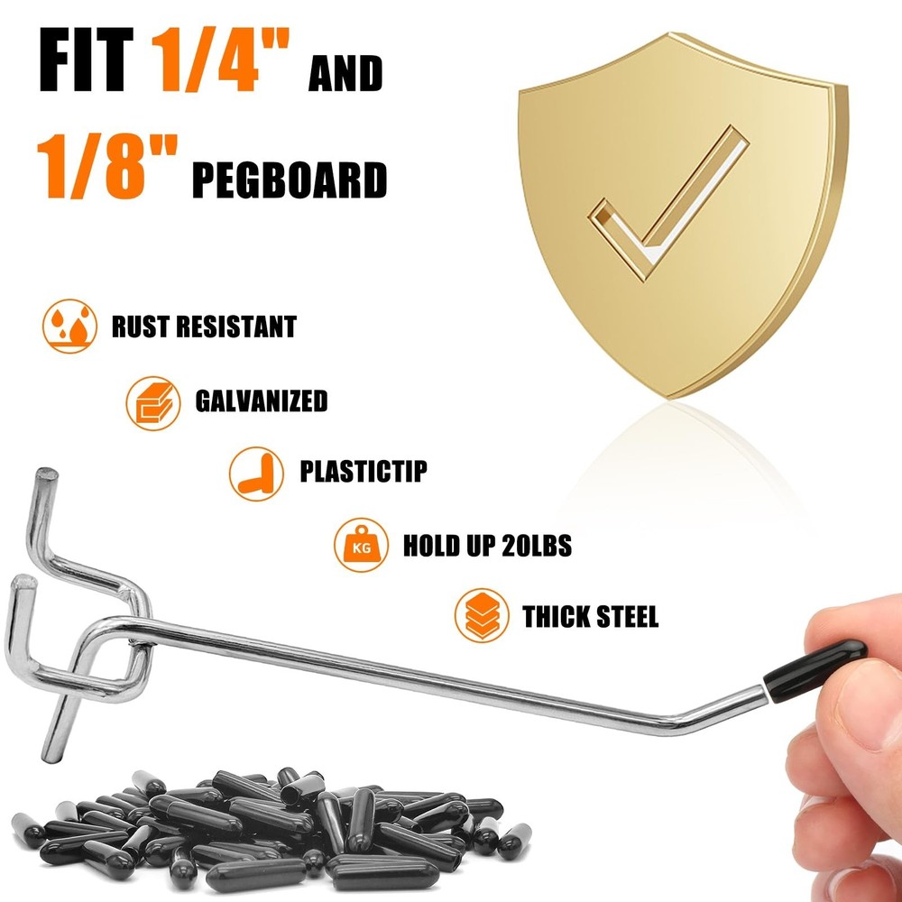Pegboard Hooks Pegboard Accessories,6 inch,Pegboard Organizer Kit for Garage ...