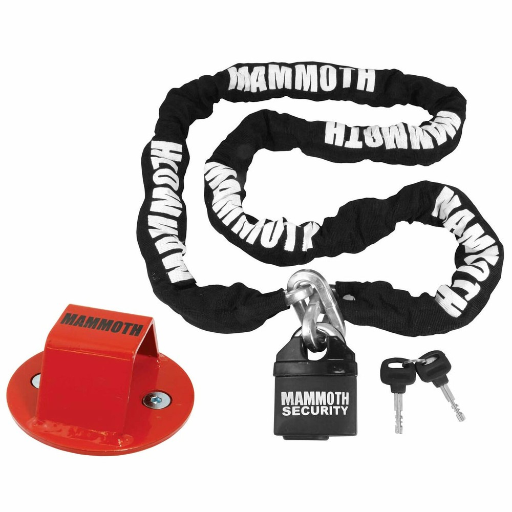 Bike-It Mammoth Security Lock & Chain 1.8m/Junior 2 Bolt-In Ground Anchor Bundle