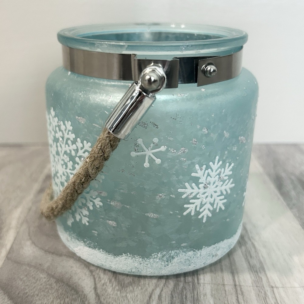 Glass Canister Blue Snowflake - 4"x4"