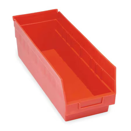 Quantum Storage Systems Qsb204rd Shelf Storage Bin, Polypropylene, Red, 6 In H,