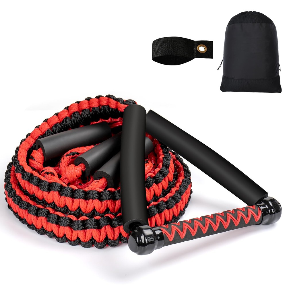 ASVAEVAS 25FT Wakesurf Rope and Handle, 6 Sections Adjustable Floating Surf T...