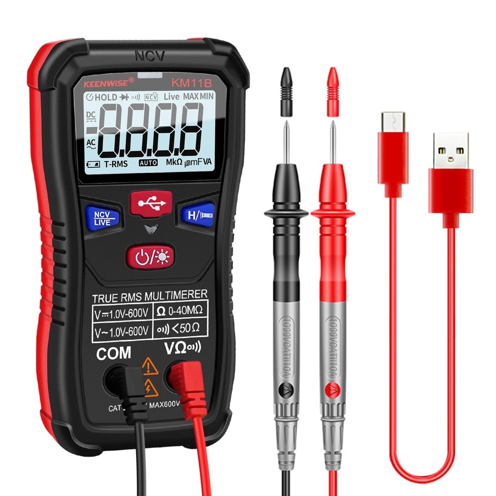 Rechargeable Digital Multimeter Tester, 4000 Counts, Smart Measurement, Type-...