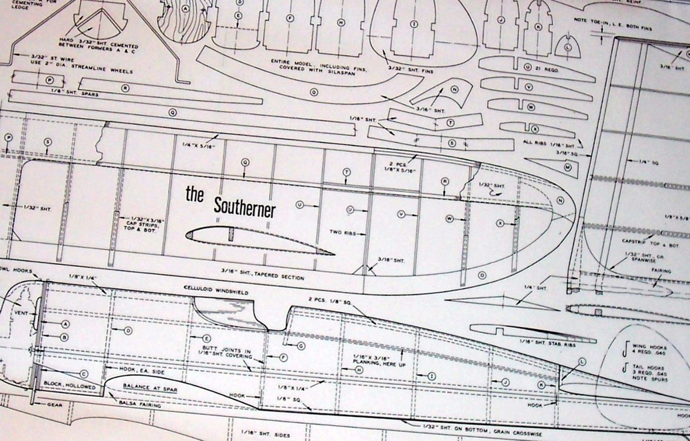 SOUTHERNER PLAN + CONSTRUCTION ARTICLE for OT FF 46" Low Wing Model Airplane