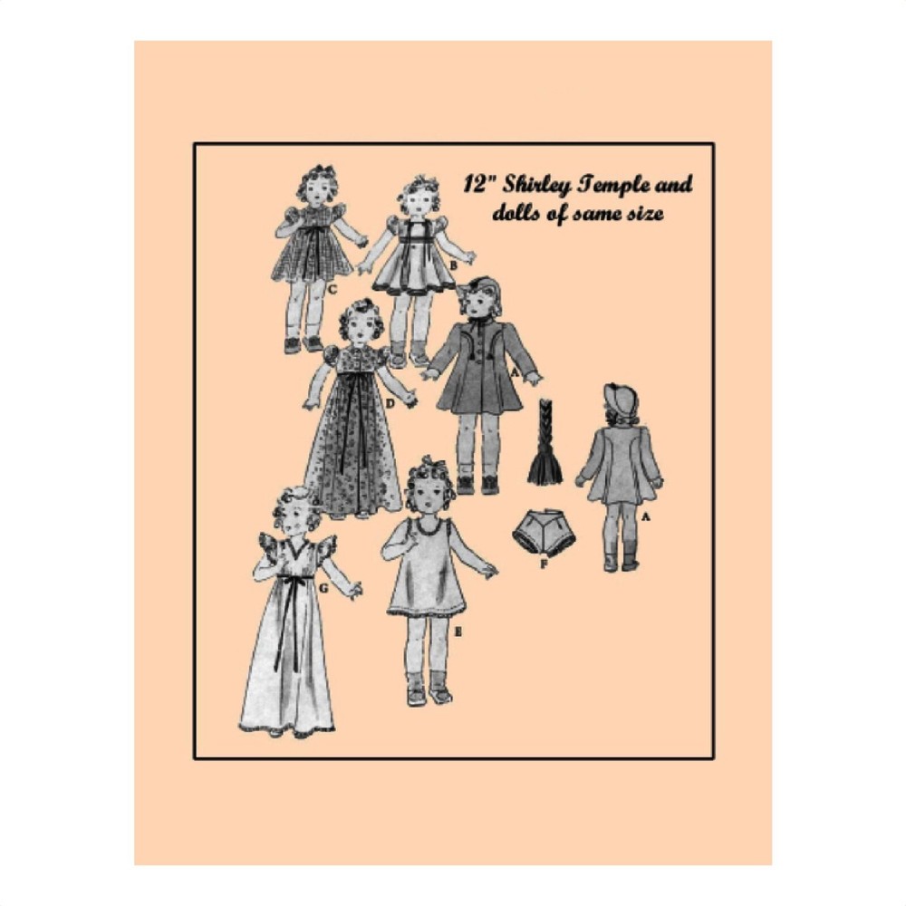 12" Shirley Temple Doll Clothes Vintage Pattern From 1937