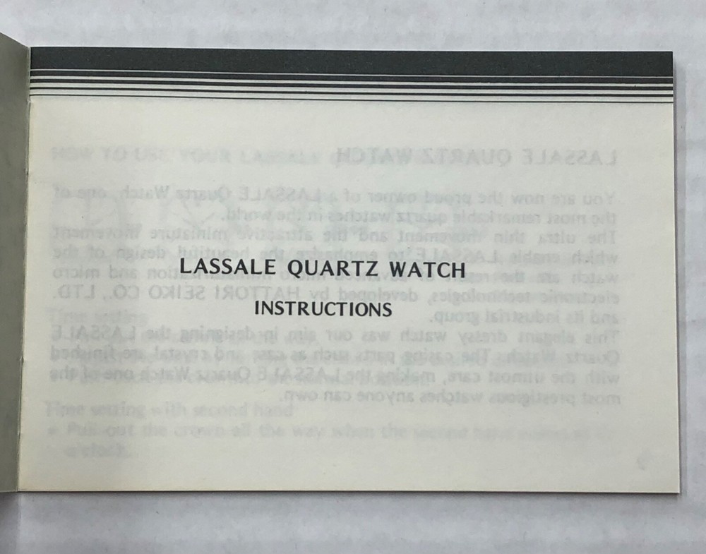 Lassale instructions book and warranty