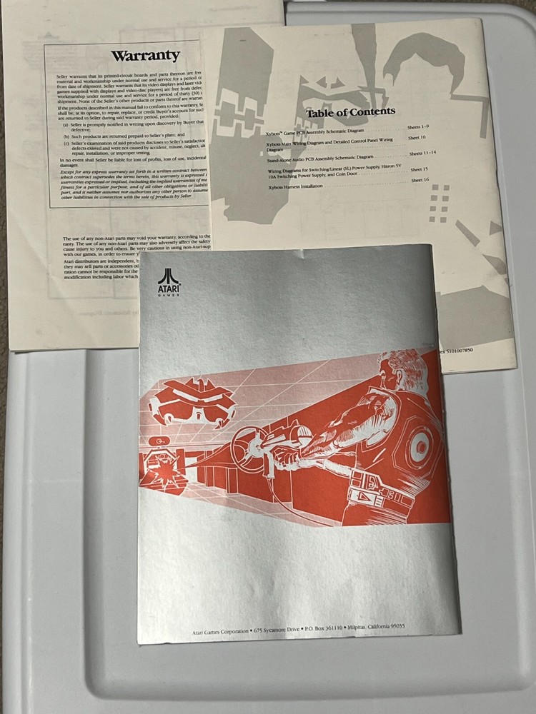 1987 ATARI XYBOTS OPERATORS MANUAL PACKAGE