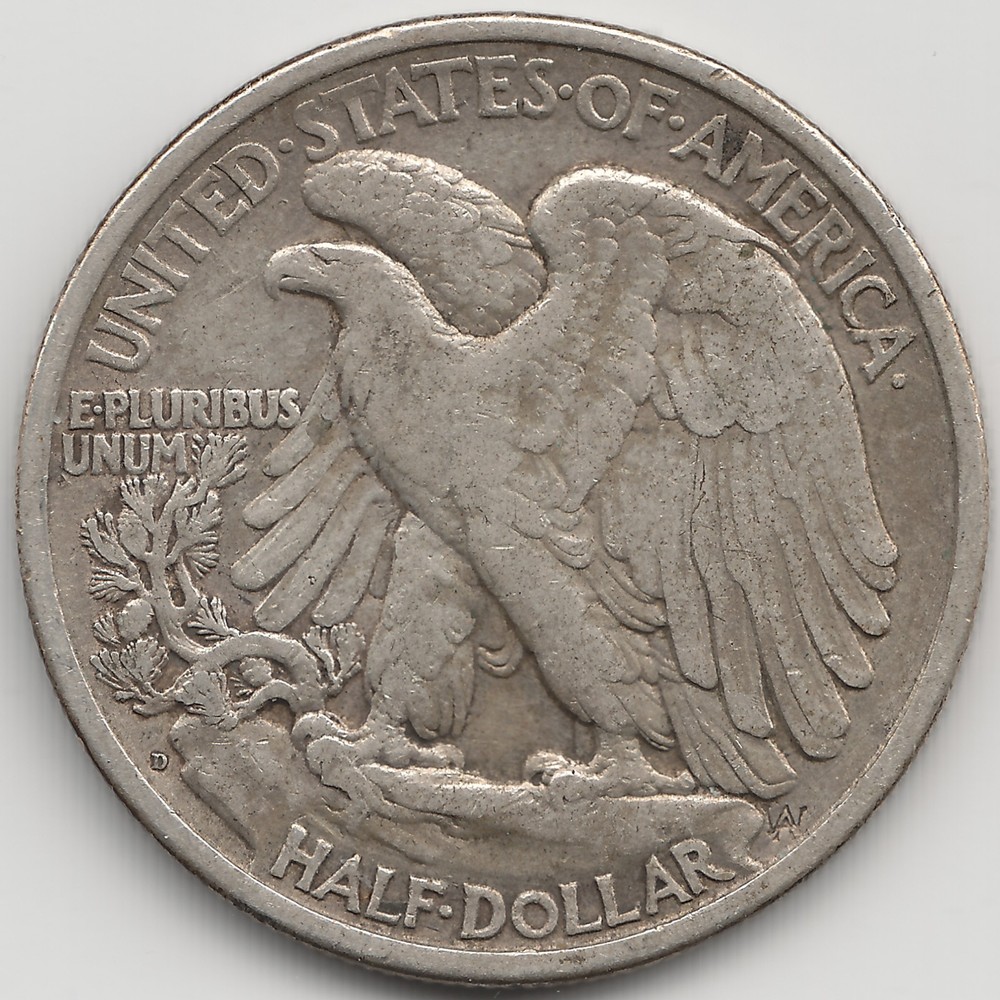1918 D Walking Liberty Half Dollar, VF