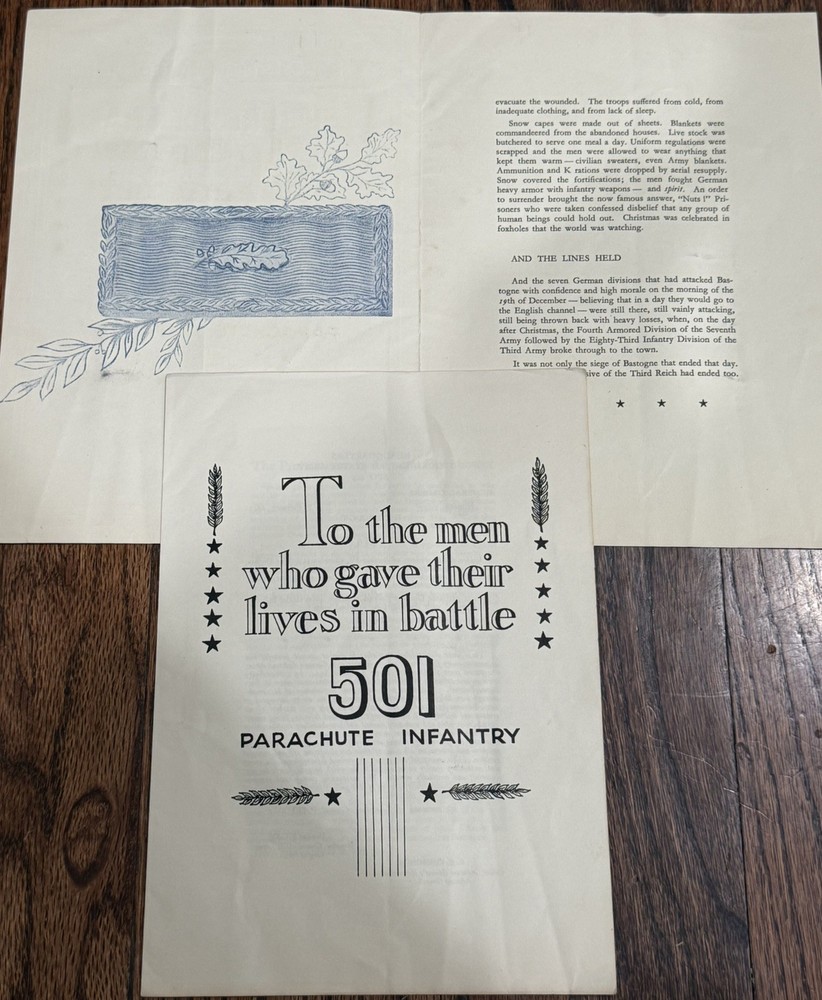 Original Ww2 101st 501st D-Day Normandy Booklet