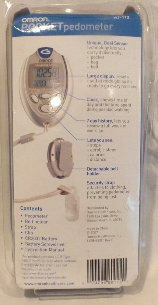 Omron HJ-112 Digital Pocket Pedometer Dual Sensor