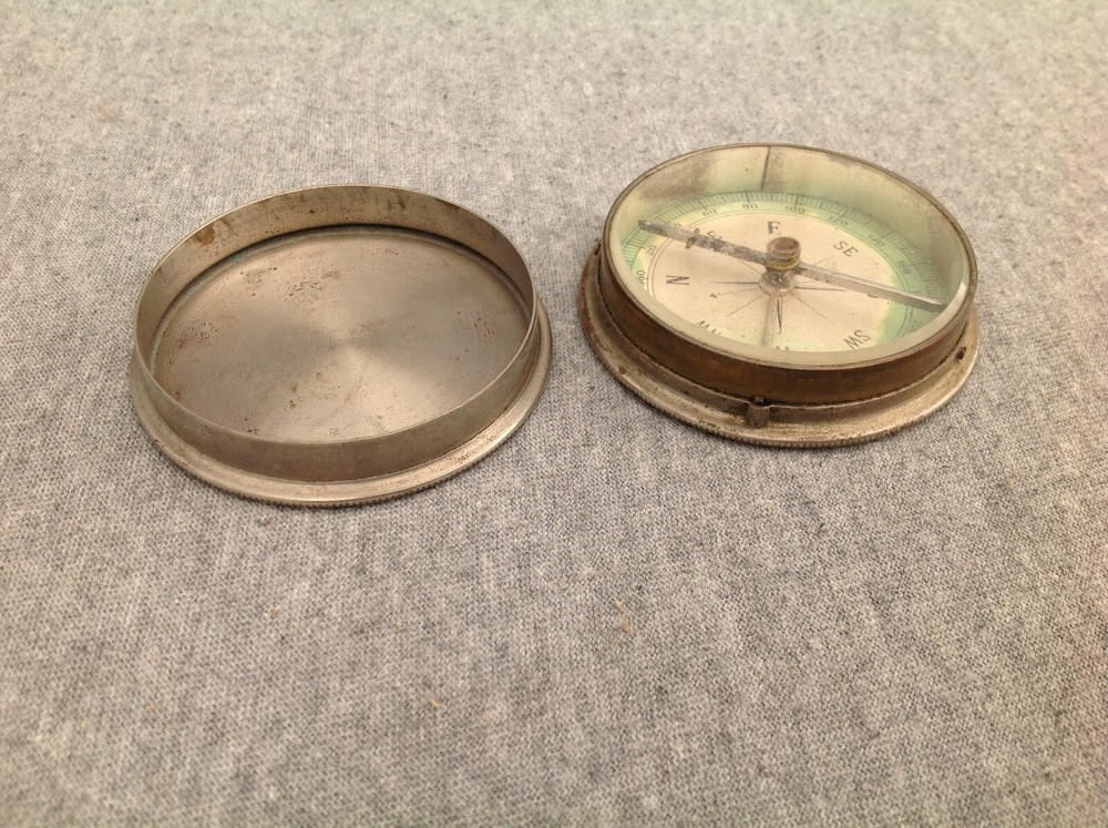 Vintage Silverplate Housing Compass, Germany