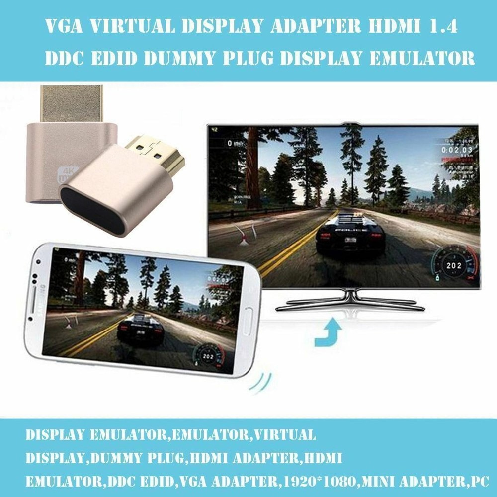 2Pack HDMI Dummy Plug Headless Ghost Fake Display Emulator Module 4K 1920x1080 A