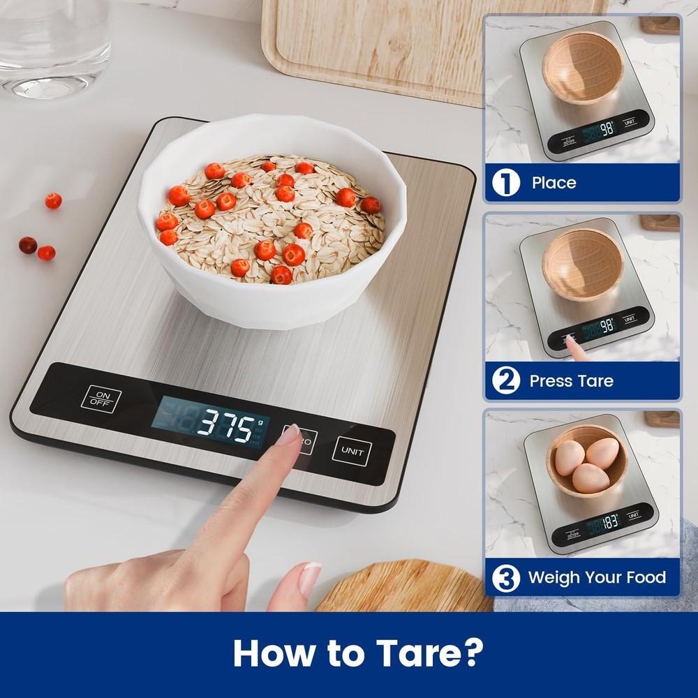33 lb USB Rechargeable Digital Kitchen Scale - Precision Baking & Cooking Tool
