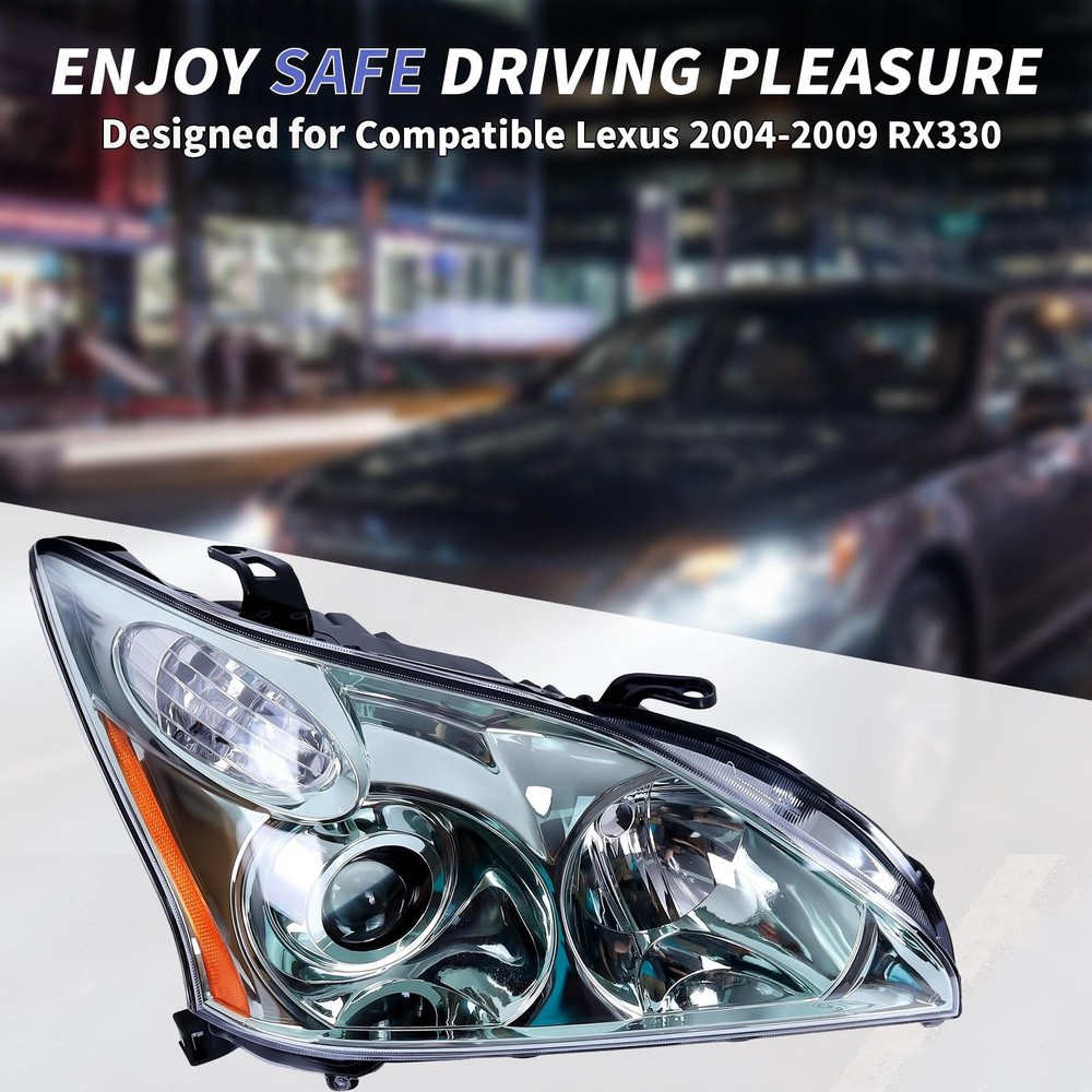 Halogen Headlight Assembly Compatible for 2004-2009 Lexus RX330 Left, Right