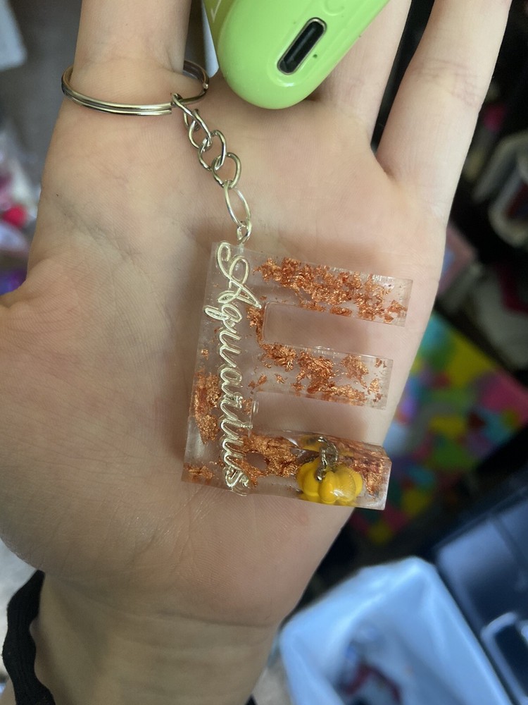 Initial Letter Keychains Epoxy Resin
