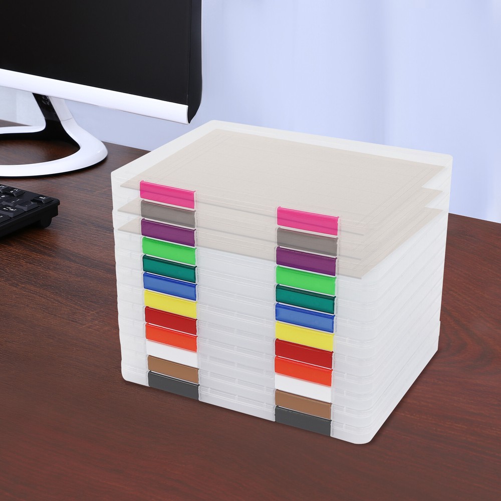 12Pcs Clear File Boxes Magazines Photos Holders Plastic Document Storage Cases