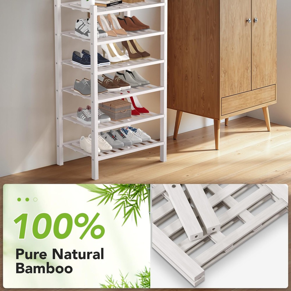 Small 6 Tier Bamboo Shoe Rack Storage Organizer,Multifunctional Free Standing...
