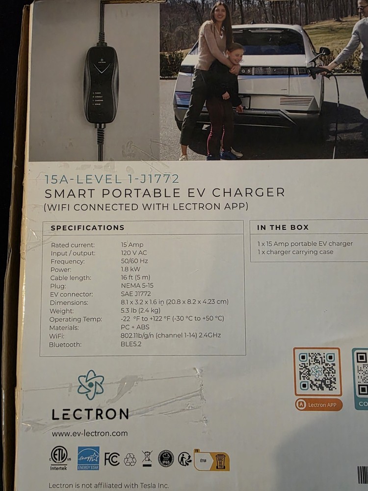 Lectron 15A Portable EV Charger Level 1