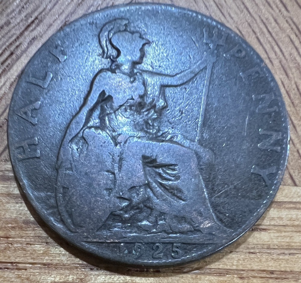 1925 GREAT BRITAIN HALF PENNY COIN ENGLAND