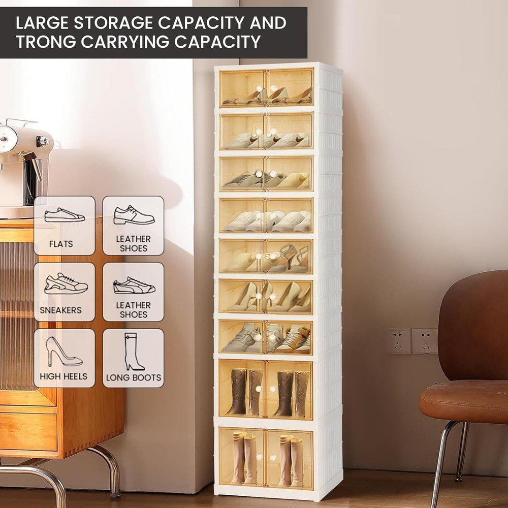 Foldable Shoe Organizer Storage Box, Portable Extra Large Folding Shoe Rack