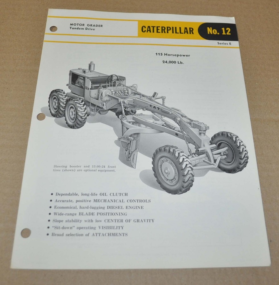 1961 Caterpillar 12 Motor Grader Specification Brochure Prospekt