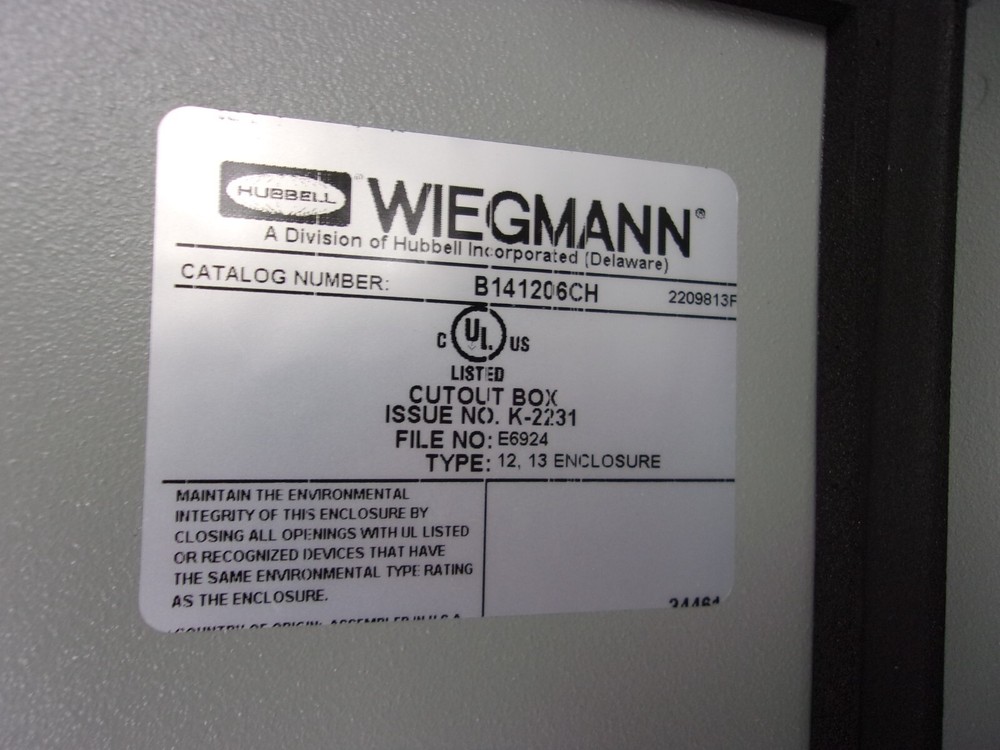 WIEGMANN B141206CH ENCLOSURE, 0423B