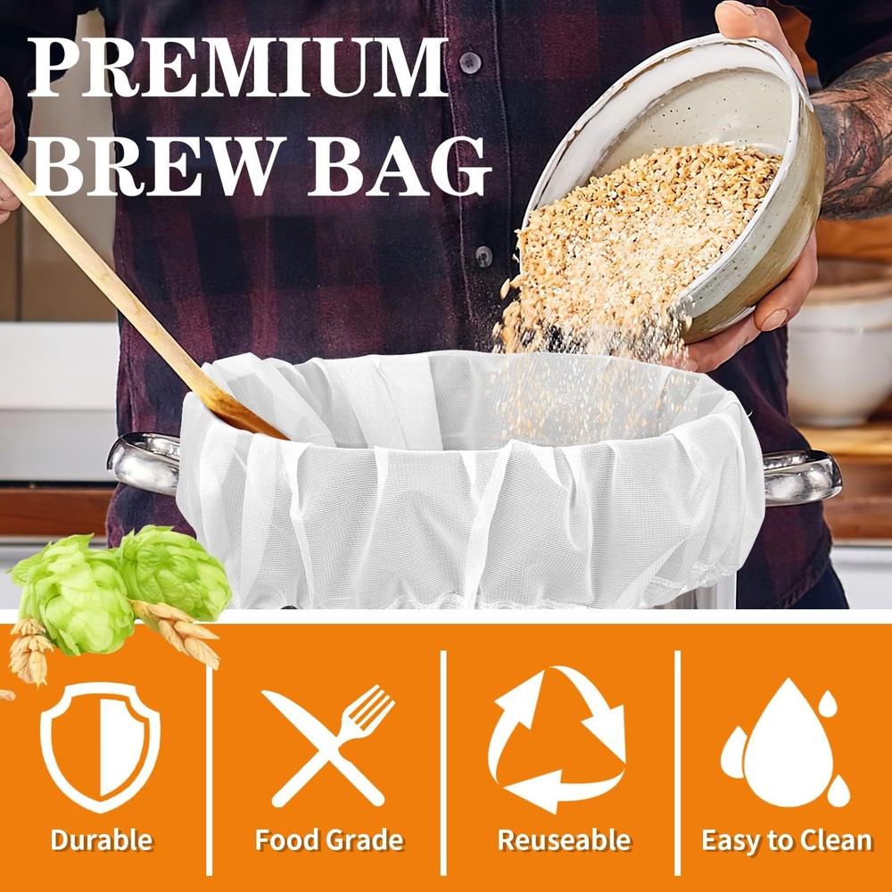 2 Pack 26x22 Inch Extra Large Reusable Straining Bag Brewing Bags w/ Drawstring