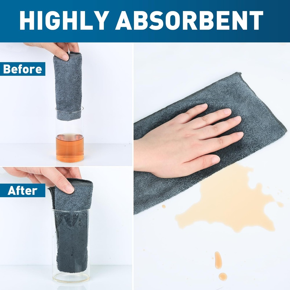 Gray Microfiber Cleaning Cloths Bulk Pack-400 Pack, Microfiber Towels Bulk, T...