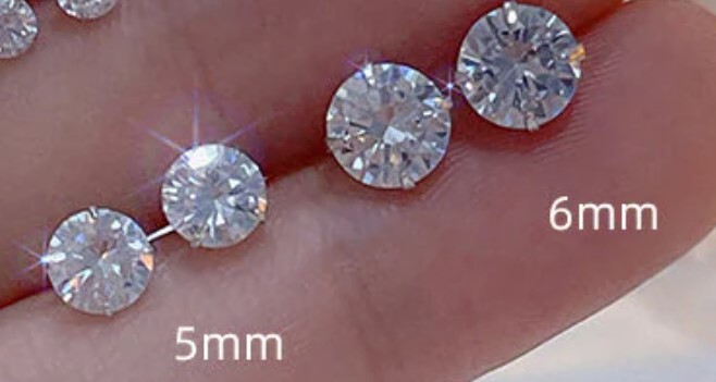 4 Prong Men's Solitaire Stud Earring moissanite Round Push Back stud 925 Silver