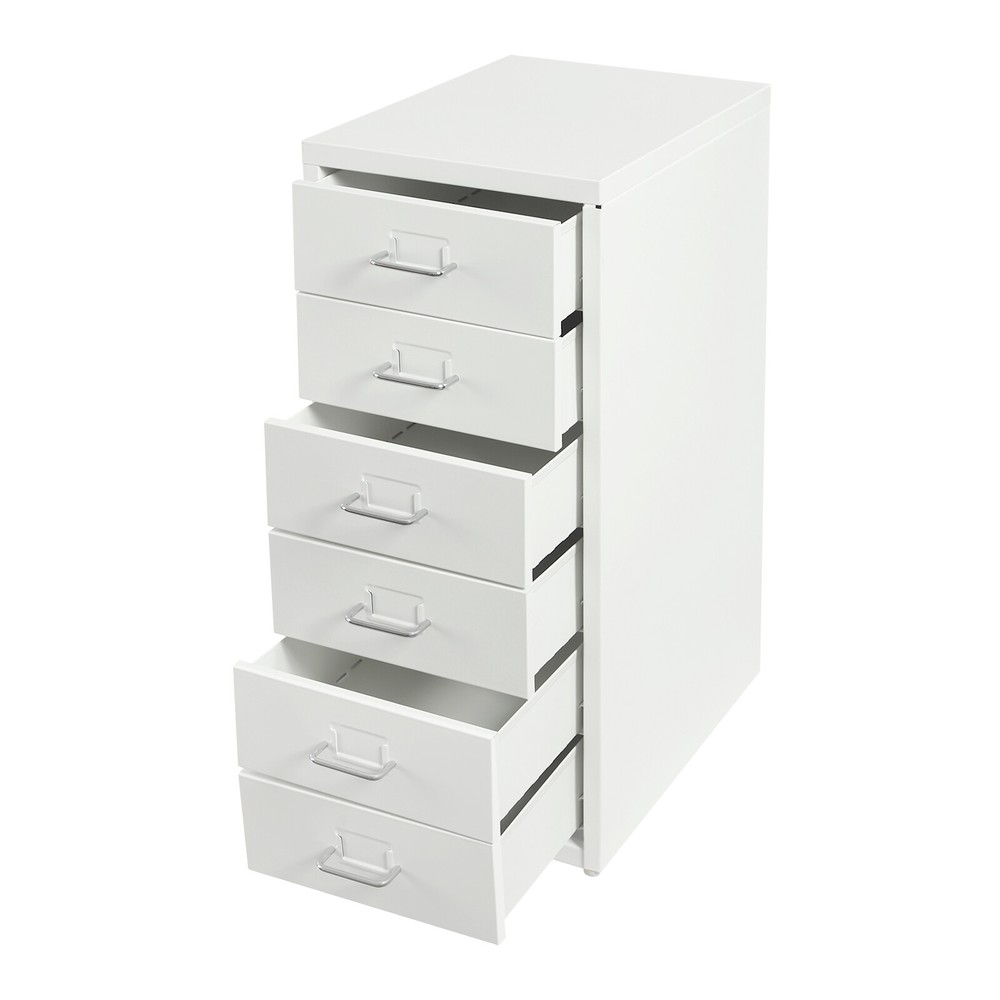 6-Drawer Vertical File Cabinet - Metal Storage with Lockable Drawers & Wheels