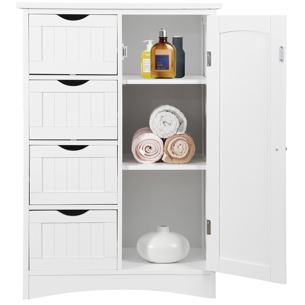 Bathroom Storage Cabinet Freestanding Floor Storage Cupboard Adjustable Shelf